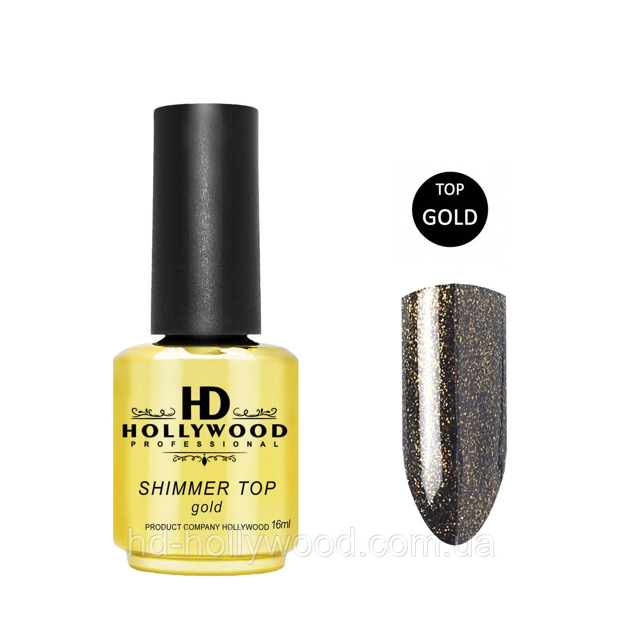 Топ шиммер Золото No Wipe HD Hollywood, 16 мл, фото 1