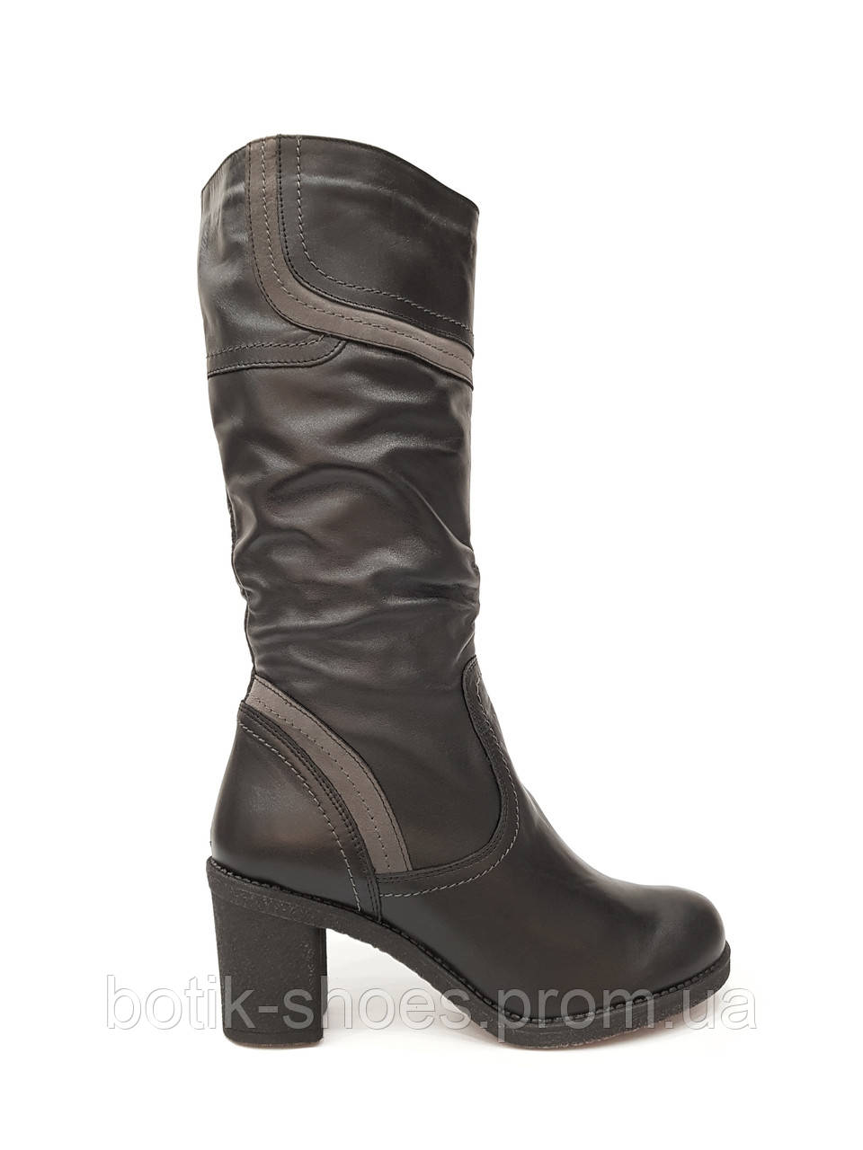 Польські зимові жіночі чоботи з натуральної шкіри на стійкому підборі комфорт якісні красиві чорні р 39 размерТапех 061 2023