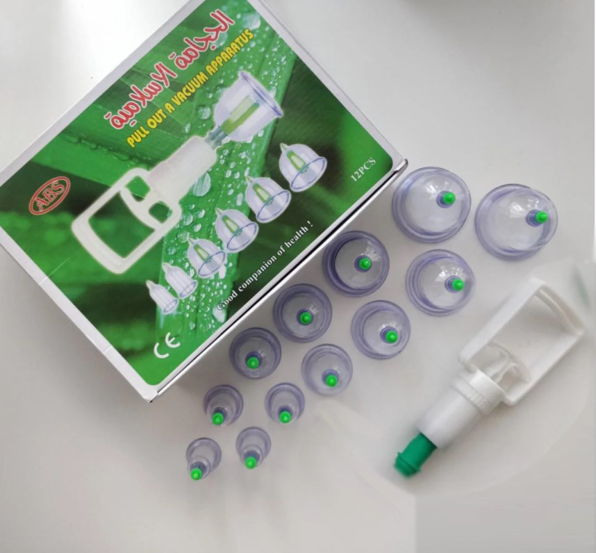 Вакуумні антицелюлітні масажні банки 12 штук з насосом, фото 1