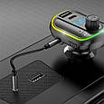 Стерео блютуз ФМ модулятор + AUX out + Гучний зв'язок + Зарядний USB + Type C + microSD + Вольтметр + Підсвічування RGB, фото 2