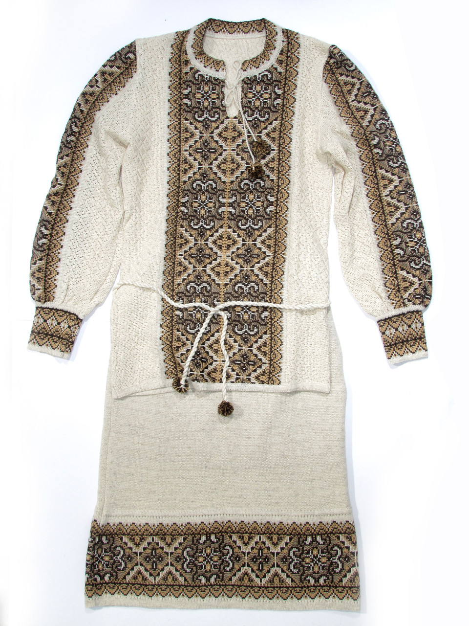 Костюм жіночий в'язаний Влада коричнева вертикальна, фото 1