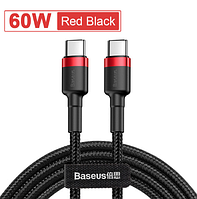 Оригинальный кабель Baseus USB Type-C - Type-C PD Q.C 4 60w 5A Цвет Чёрный 1 метр Быстрая зарядка