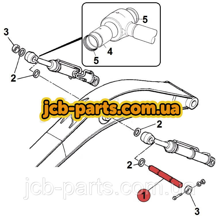 Палець в вушко штока г / циліндра стріли і в стрілу KBV0734 для JCB JS260