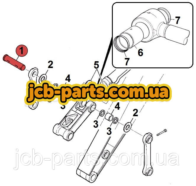 Палець кріплення г / циліндра ковша до тягам JSV0377 для JCB JS330