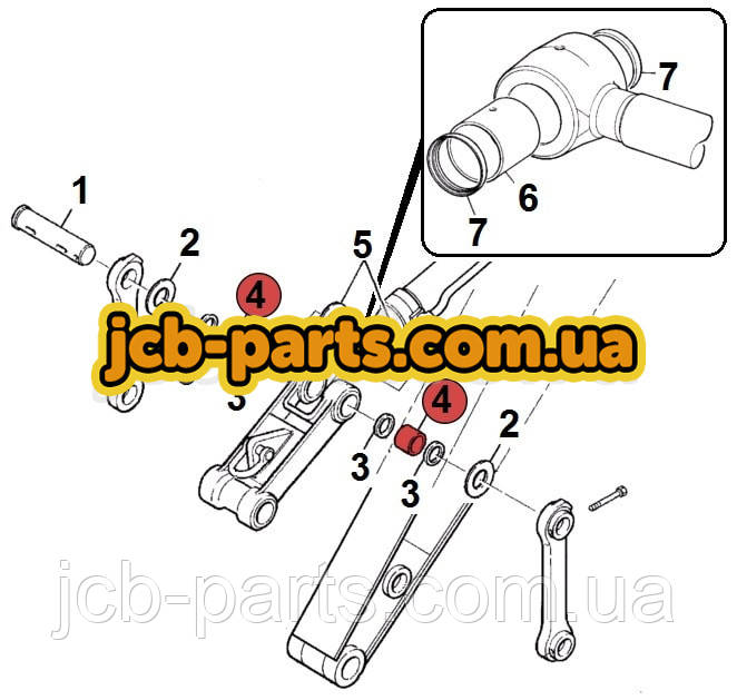 Втулка в тягу ковша JSV0348 для JCB JS330