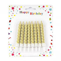 Свічки для торта "Спіраль" золото 9см 8 шт