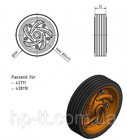 Ролик опорного колеса Kartt 200 x 50 мм 500 кг 15079, фото 3