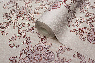 Шпалери з квітами, Бежеві шпалери до вітальні зал Vinil LS Симфония ВКП3-1173 (0,53х10.05 м)