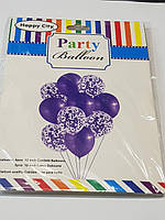 Набор фиолетовых воздушных шаров с конфетти 10шт
