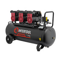 Компрессор INTERTOOL PT-0028 100 л, 3x1.1кВт, 220В, 8атм, 480 л/мин, 1400 об/мин, малошумный, безмасляный