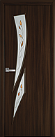 Міжкімнатні двері "Камея" G 600, колір горіх 3D з малюнком Р1 , ліві