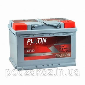 Акумулятор автомобільний PLATIN PRO MF 6СТ-75 Ah R+ 720 A (EN)
