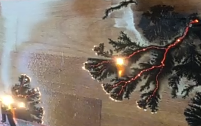 Выжигание молний на дереве