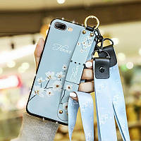 Чехол Lanyard для Iphone 7 Plus / Iphone 8 Plus бампер с ремешком Blue
