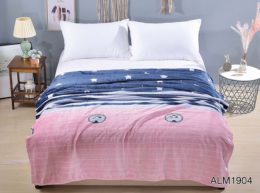 Плед покривало 200х220 велсофт Зірка смужка на ліжко, диван