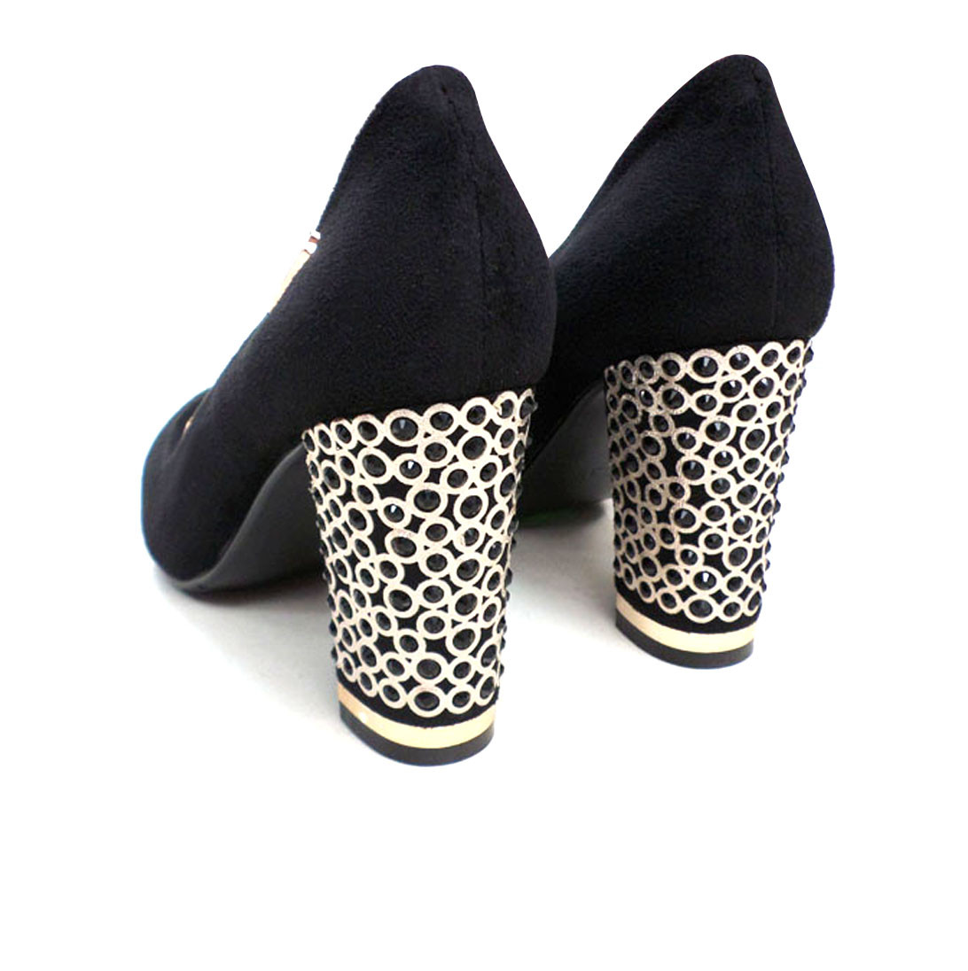 Черные женские туфли на каблуках со стразами. - фото 3 - id-p928547858