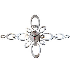 Годинники настінні пластикові сріблясті до 90см "Годинник овали" , годинник наклейки акрилові з овалів