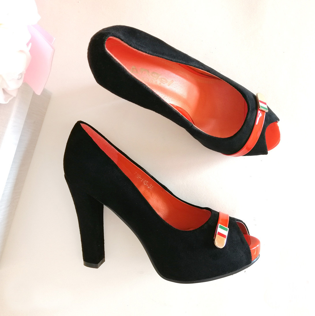 Туфли женские черно-оранжевые. 37 (23,5см) - фото 3 - id-p457137710