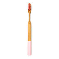 Взрослая зубная щетка из бамбука Круглая Без коробки 19 см Розовый
