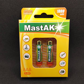 Акумулятор міні-пальчиковий ААА Mastak 1,2 V 1000mAh (Ni-MH)