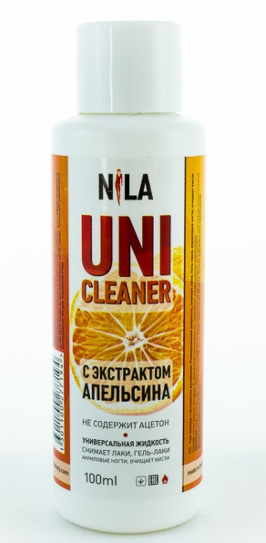 Рідина для зняття гель лаку універсальний ремувер очищувач NILA UNI CLEANER 100 мл