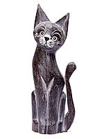 Статуэтка деревянная кошка серая высота 35см