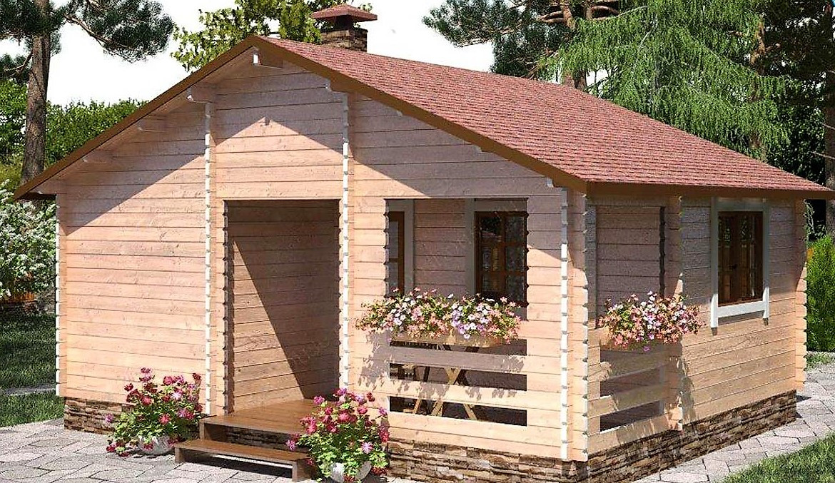 Дерев'яна лазня з профільованого брусу 6.0х5.0