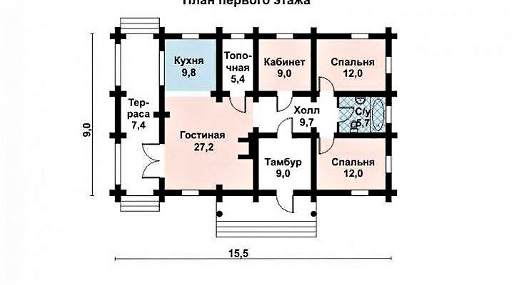 Дом из оцилиндрованного бревна 9х16 м - фото 2 - id-p1319411055