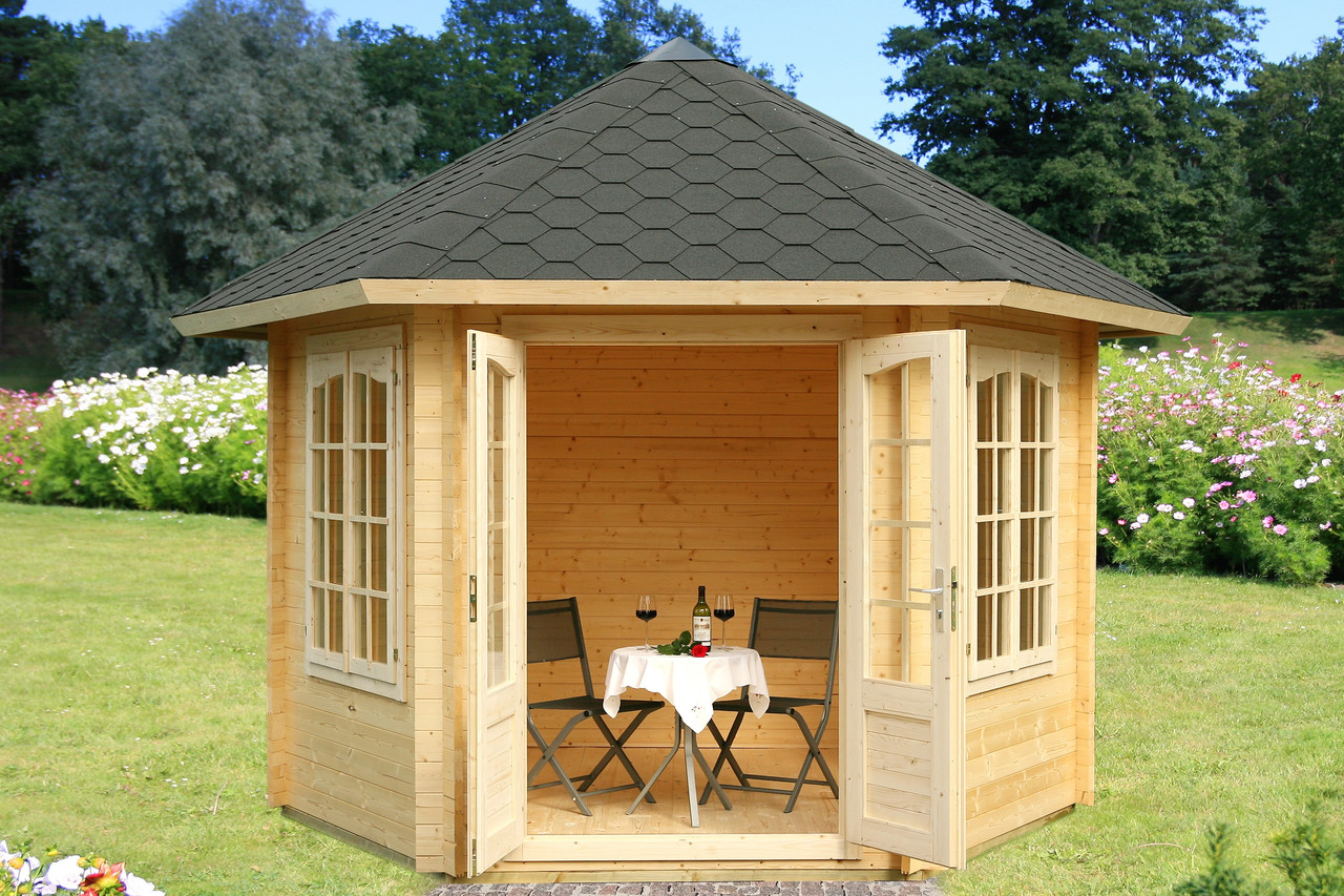 Альтанка дерев'яна з профільованого бруса 3х3.5 низька ціна від виробника