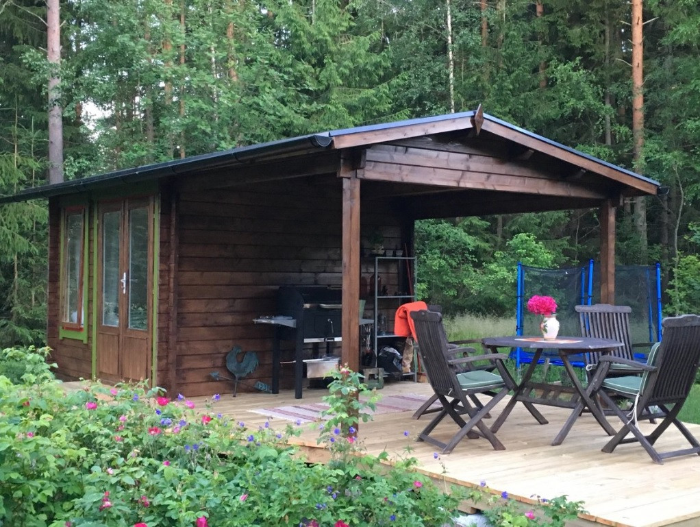 Альтанка дерев'яна з профільованого бруса 3,6х6,2 низька ціна від виробника