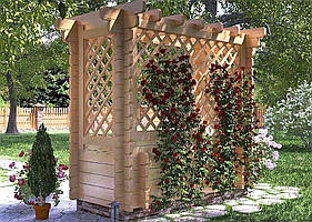 Альтанка дерев'яна пергола з профільованого бруса 2,5х1,1 Log Cabin 001, низька ціна від виробника