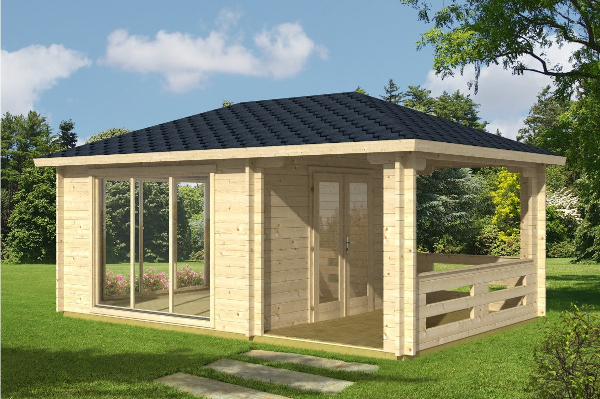 Альтанка дерев'яна з профільованого бруса 6х4 м. низька ціна від виробника