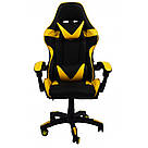 Крісло геймерське розкладне B 810 з системою гойдання TILT геймерський стілець комп'ютерний з 2 подушками жовтий, фото 5