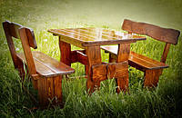 Садовая мебель из массива дерева 1700х800 от производителя для дачи, баров, комплект Furniture set - 19