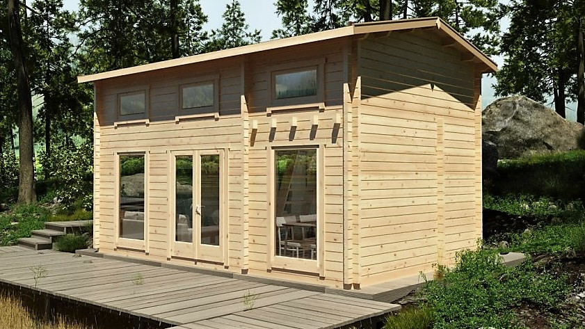Альтанка дерев'яна з профільованого бруса з закритою кімнатою 6х4 м. низька ціна від виробника