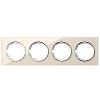 Рамка скляна OneKeyElectro, на 4 прилади, колір бежевий
