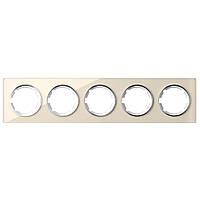 Рамка скляна OneKeyElectro на 5 приладів, колір бежевий