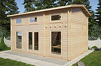 Деревянный дом из термобруса 24 м2. Кредитование строительства деревянных домов Thermo Wooden House 069