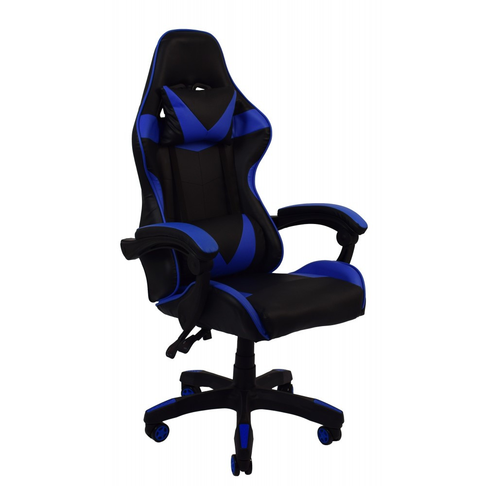 Крісло геймерське розкладне B 810 геймерський стілець комп'ютерний з 2 подушками синій
