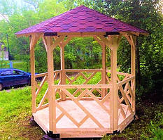 Шестигранна збірна альтанка з дерева 4,4 м2 дачна недорого від виробника Wood Gazebo 005