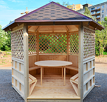 Альтанка шестигранна дерев'яна 5,8 м2 для дачі від виробника Wood Gazebo 009