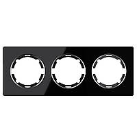 Рамка стеклянная OneKeyElectro, тройная, цвет чёрный
