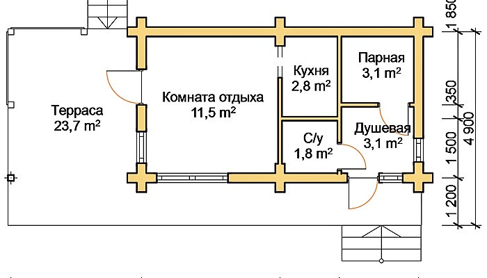 Баня из оцилиндрованного бревна 5х10 м - фото 4 - id-p1319424544