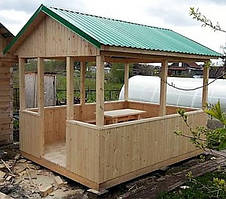 Альтанка прямокутна з вагонки 2,45х4 недорого від виробника Wood Gazebo 007