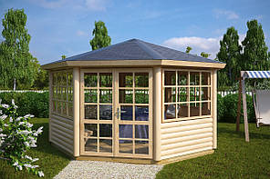Альтанка дерев'яна шестигранна 4х4 закрита дачна від виробника Wood Gazebo 016