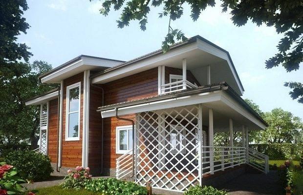 Дом деревянный двухэтажный из профилированного клееного бруса 16х9 м - фото 1 - id-p1319407788