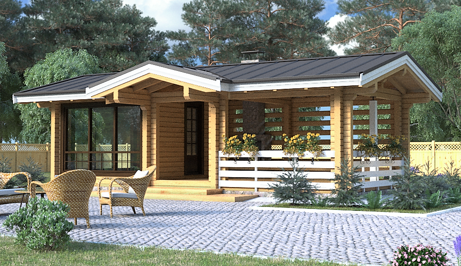 Альтанка дерев'яна з профільованого бруса 9х4 м. низька ціна від виробника