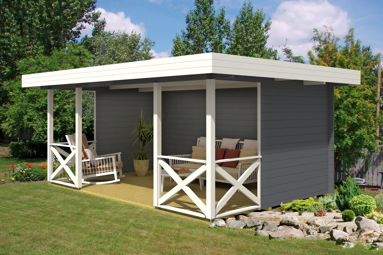 Альтанка дерев'яна з профільованого бруса 5.6х4.1 м. низька ціна від виробника