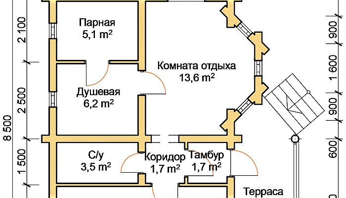 Баня из оцилиндрованного бревна 9х7 м - фото 3 - id-p1319413630