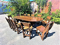 Деревянная мебель из массива дуба термомодифицированного 3000х1200 + 12 стульев, комплект Thermo-treated Oak